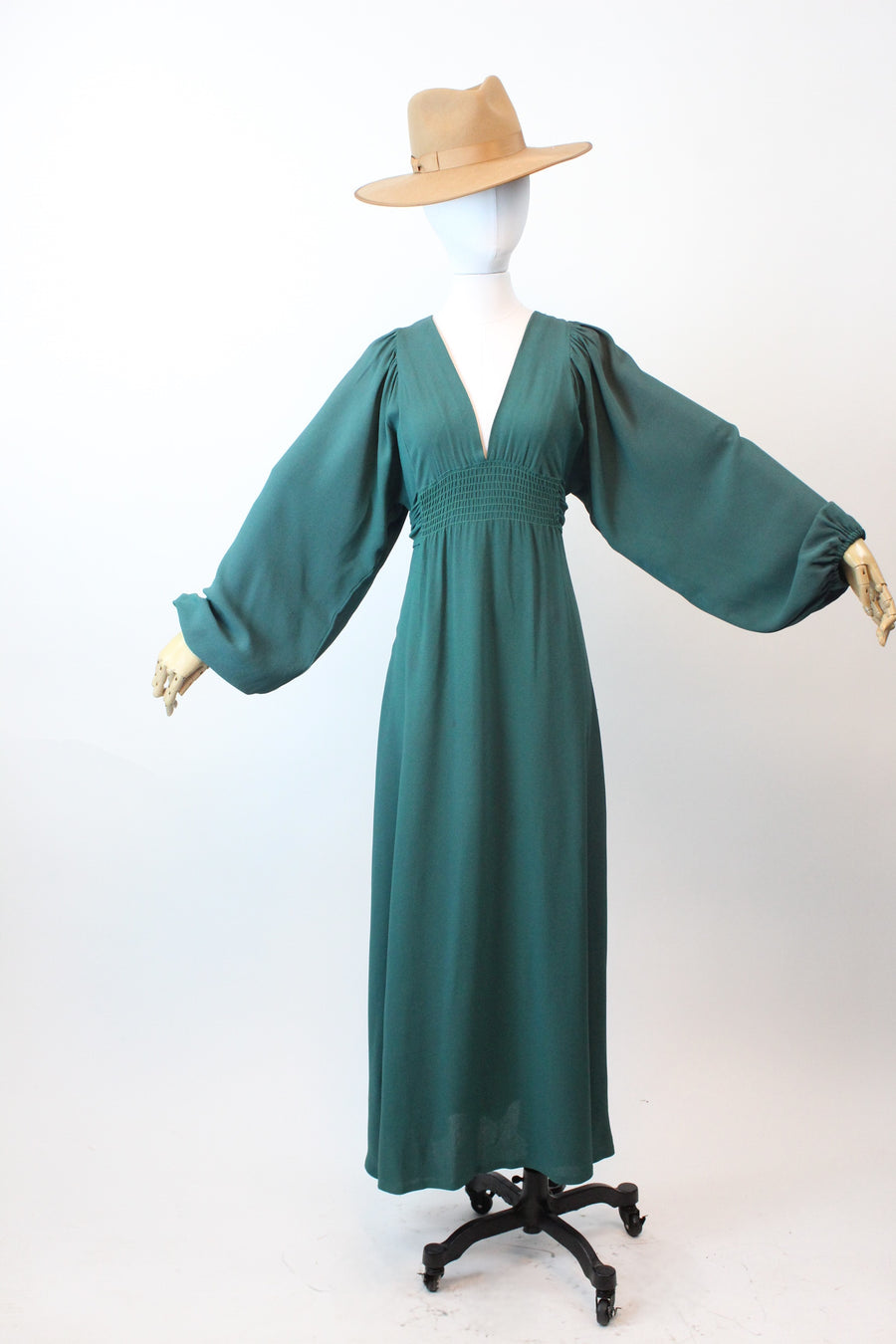 1970s 1971 OSSIE CLARK balloon sleeves maxi dress small medium | new fall winter