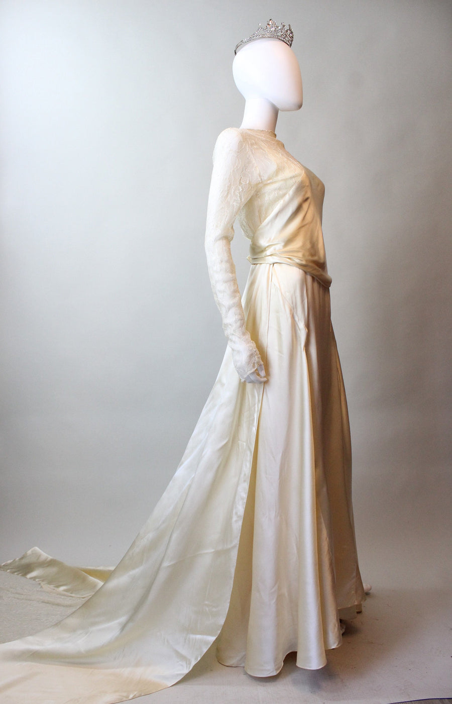 1920s ANTIQUE liquid satin LACE wedding dress small | new spring summer