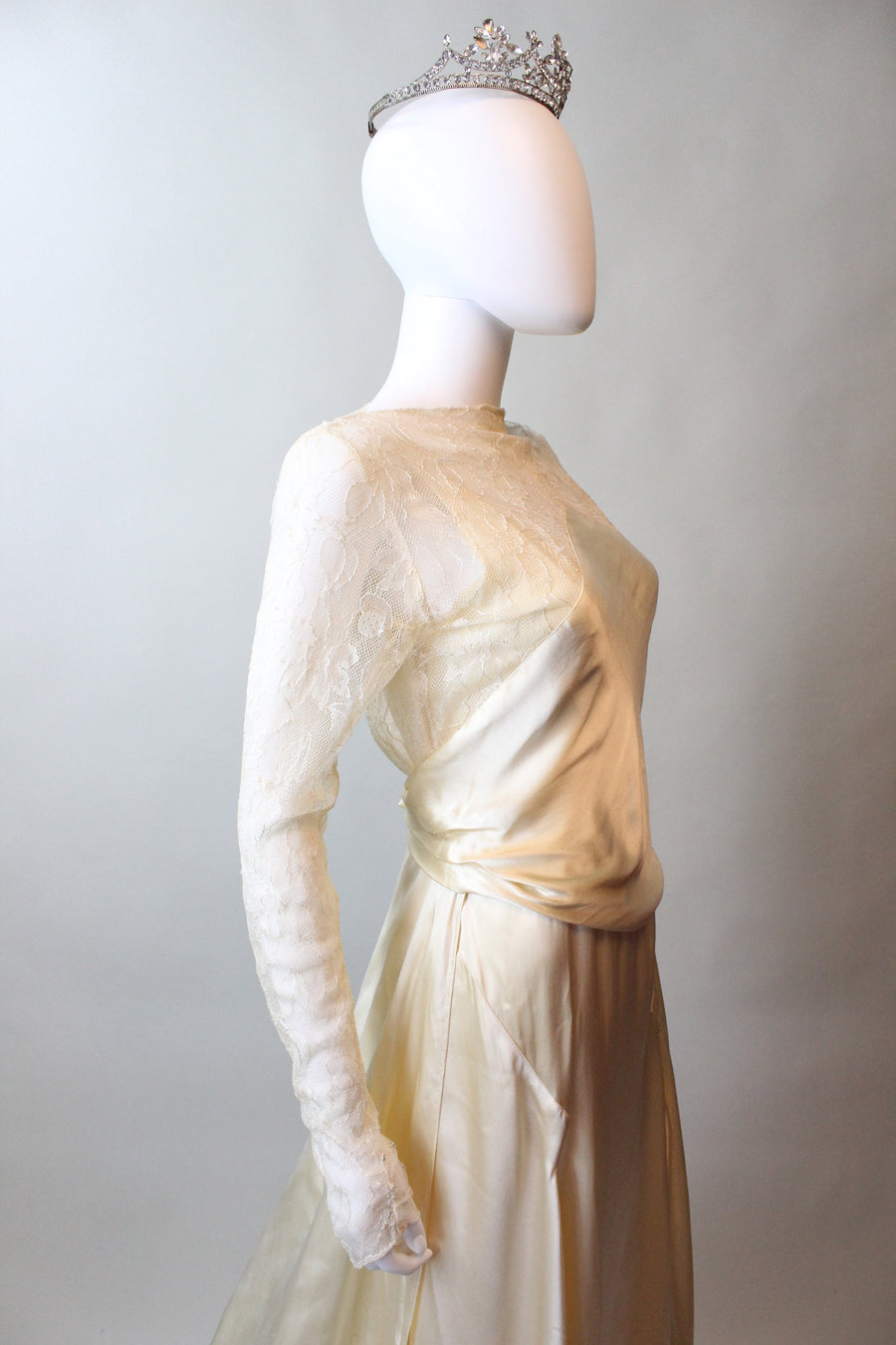 1920s ANTIQUE liquid satin LACE wedding dress small | new spring summer