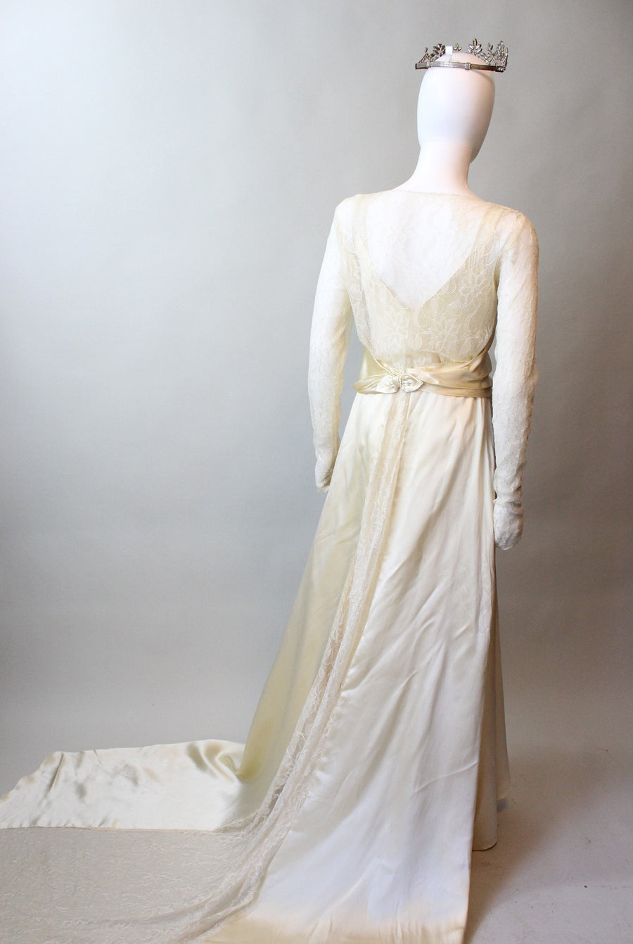 1920s ANTIQUE liquid satin LACE wedding dress small | new spring summer