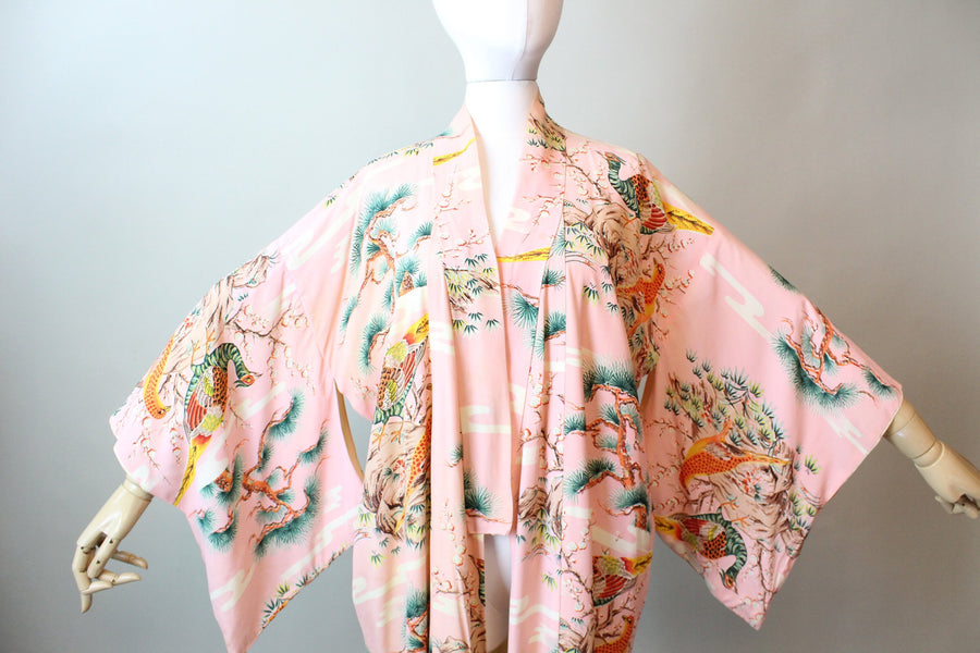 1940s KIMONO pheasant CACTUS print all sizes | new spring summer