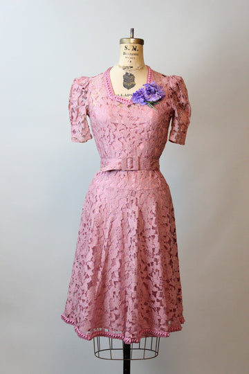 1930s two piece LACE PUFF SLEEVE dress xs | new spring summer