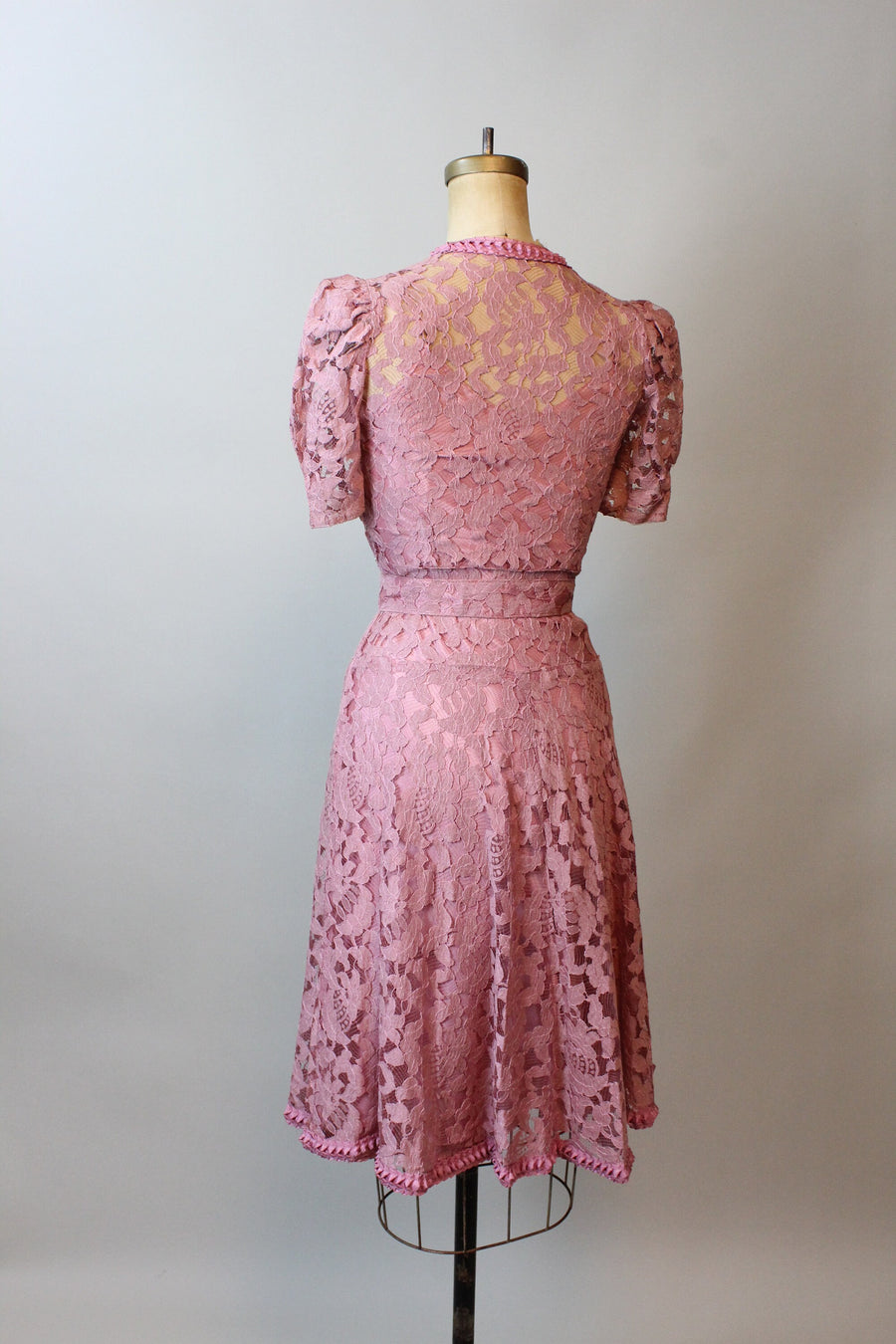 1930s two piece LACE PUFF SLEEVE dress xs | new spring summer