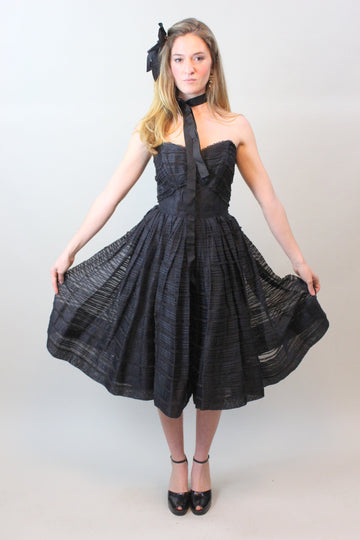 1950s RAPPI silk STRAPLESS organdy dress xs | new spring summer
