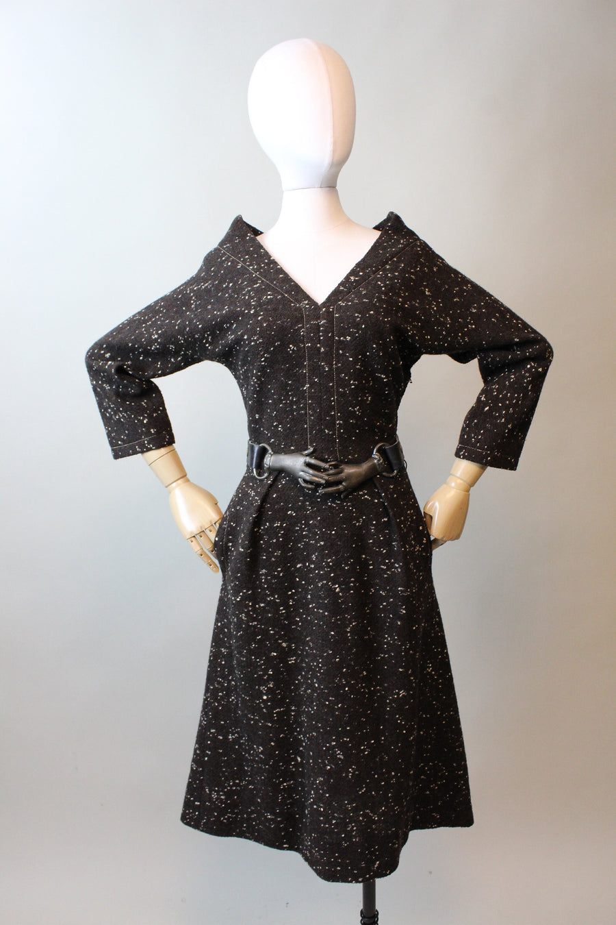 RARE 1940s Claire McCardell TWEED dress small | new fall winter