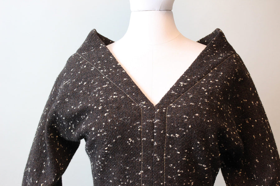 RARE 1940s Claire McCardell TWEED dress small | new fall winter