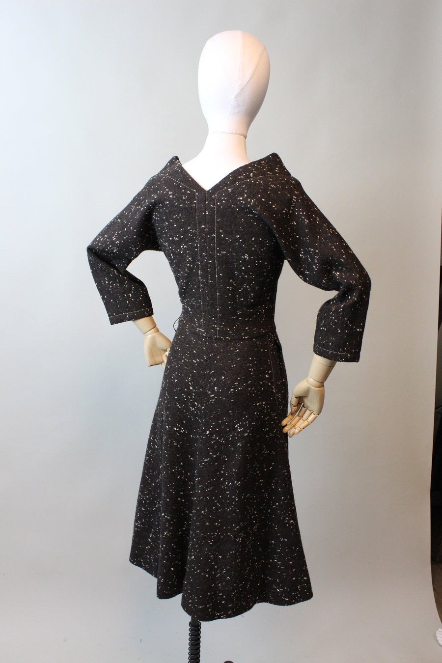 RARE 1940s Claire McCardell TWEED dress small | new fall winter