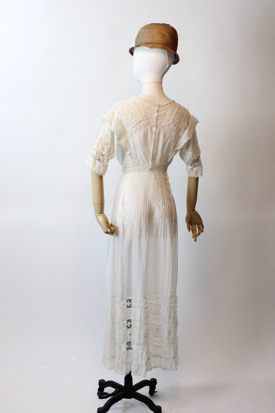 ANTIQUE 1910 EDWARDIAN cotton lace lingerie dress xxs | new spring summer