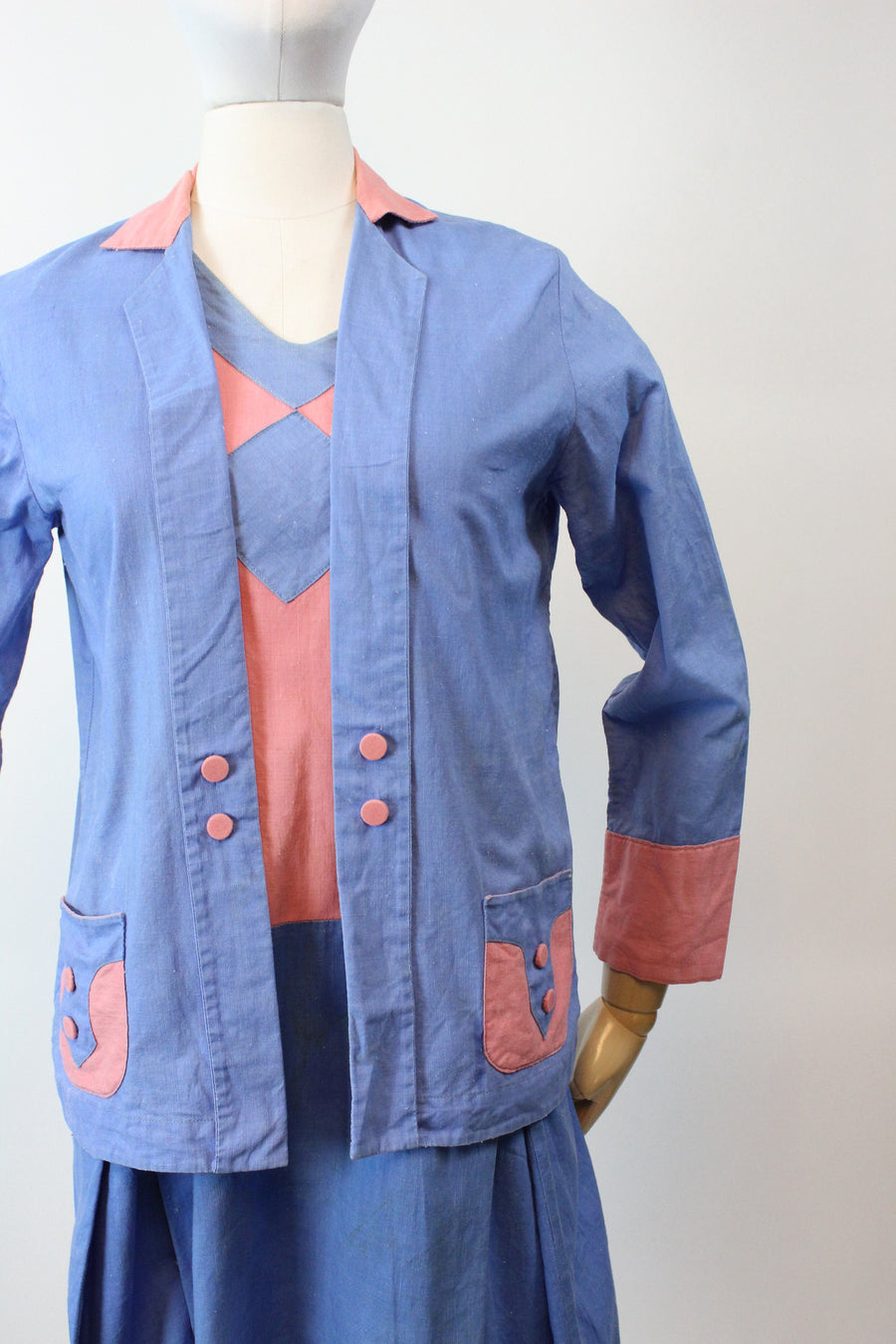 1920s rare COTTON CHORE dress and jacket small | new spring summer