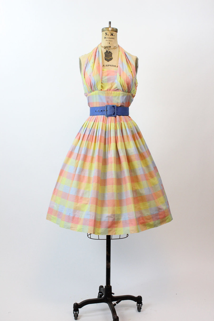 1950s CHARELLA plaid cotton HALTER dress small | new spring summer