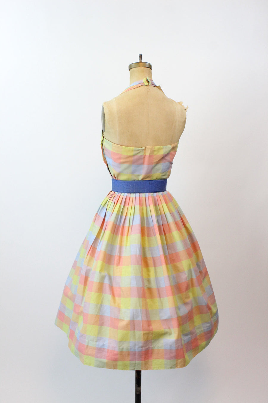 1950s CHARELLA plaid cotton HALTER dress small | new spring summer