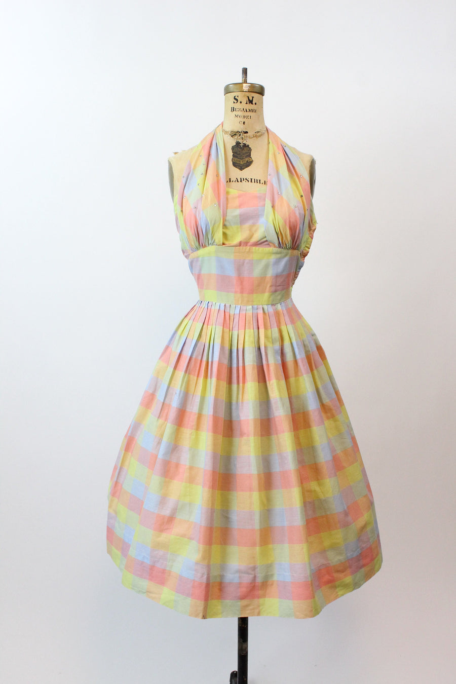 1950s CHARELLA plaid cotton HALTER dress small | new spring summer