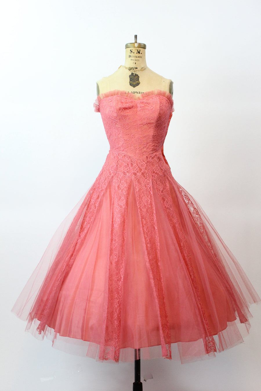 1950s CORAL tulle CUPCAKE lace dress xs | new spring summer
