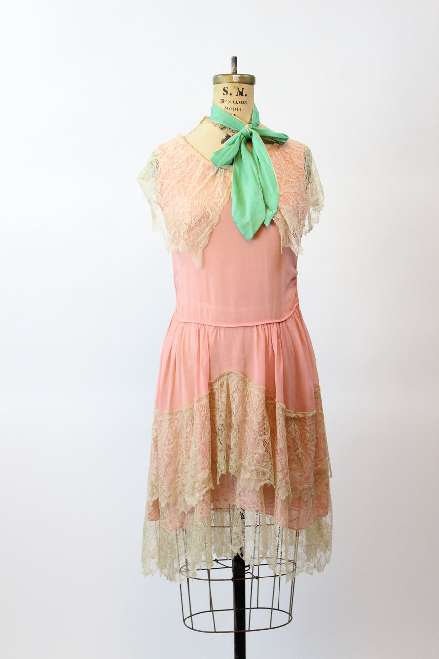 1920s MINT and pink silk LACE dress xs | new spring summer