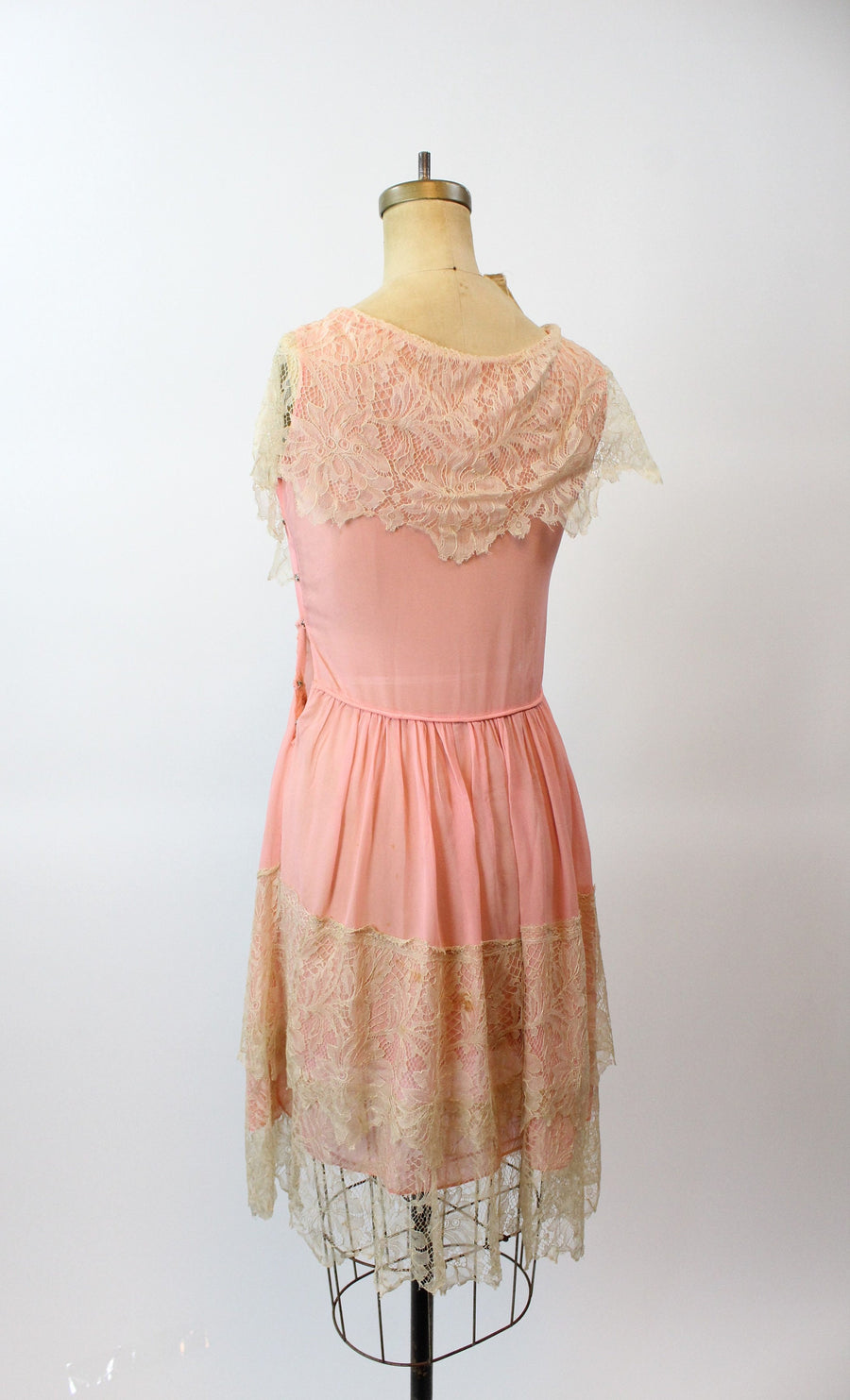 1920s MINT and pink silk LACE dress xs | new spring summer