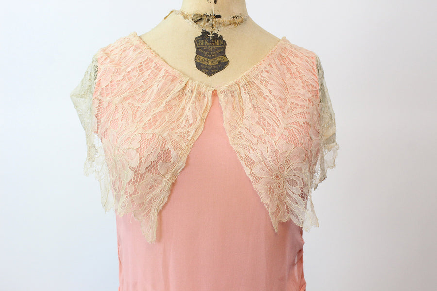 1920s MINT and pink silk LACE dress xs | new spring summer