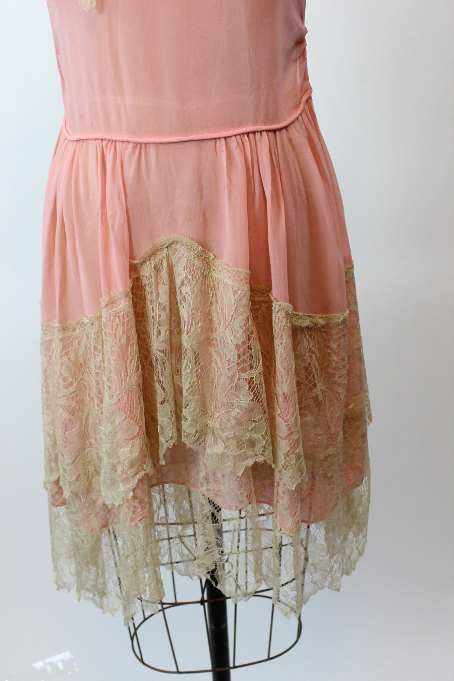 1920s MINT and pink silk LACE dress xs | new spring summer