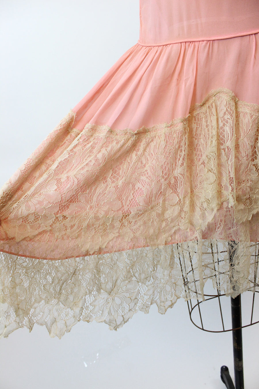 1920s MINT and pink silk LACE dress xs | new spring summer