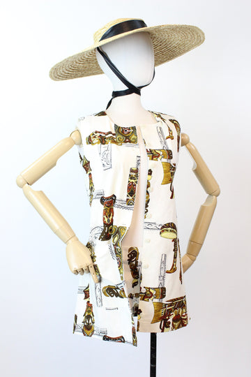 1960s TIKI romper TUNIC and BRIEFS xs small | new spring summer