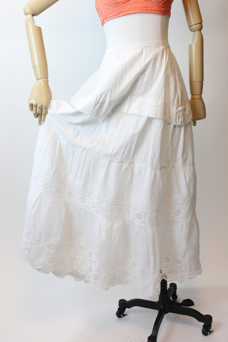 ANTIQUE edwardian EYELET cotton skirt all sizes | new spring summer