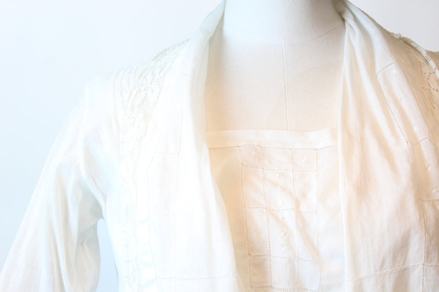 ANTIQUE 1910 cotton lace blouse small | new spring summer