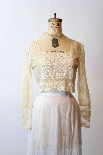 ANTIQUE edwardian lace CROPPED blouse small | new spring summer