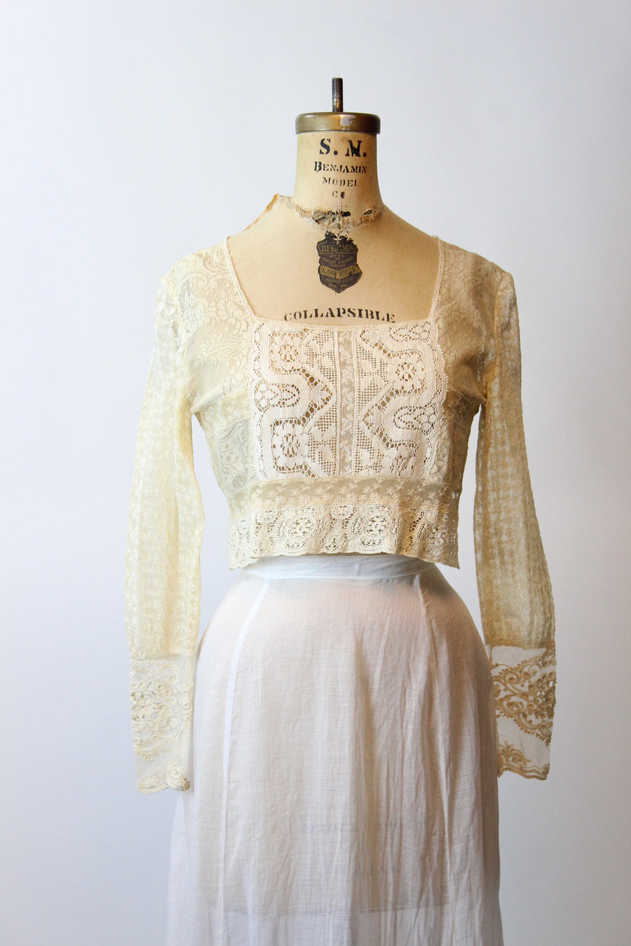 ANTIQUE edwardian lace CROPPED blouse small | new spring summer