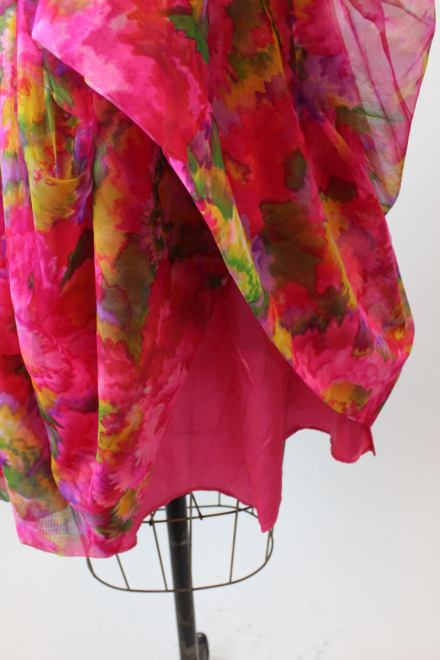 1960s BOLD floral CHIFFON silk BOW dress xs | new spring summer