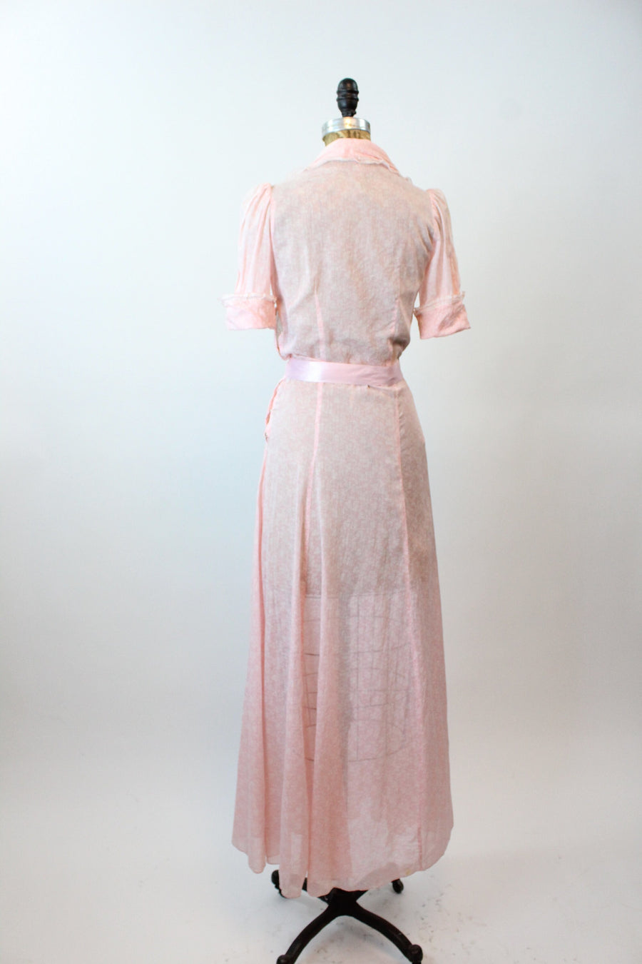 1930s PINK floral dress COTTON gown small | new spring summer