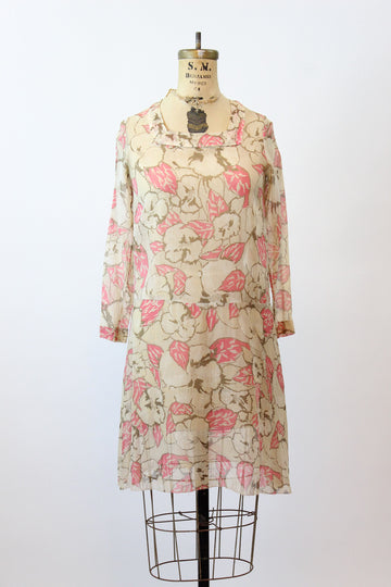 1920s COTTON voile floral dress xs | new spring summer