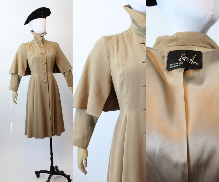 1940s 1948 documented LILLI ANN PRINCESS cape gabardine coat xs | new fall winter