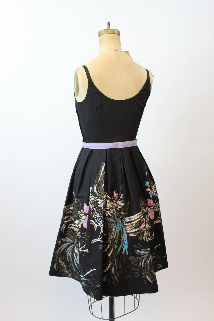 1950s ROOSTER print novelty dress xs | new spring summer