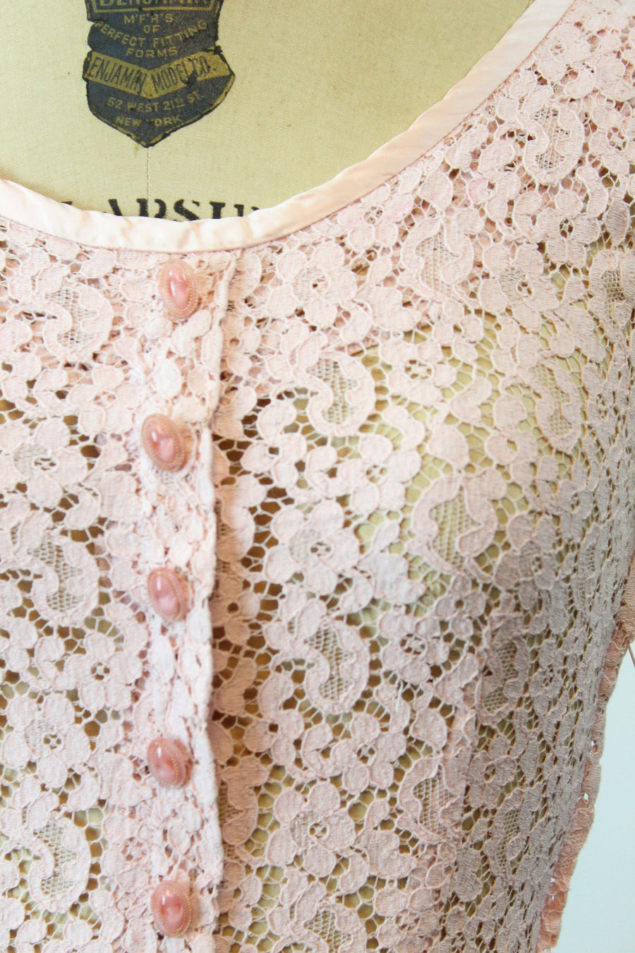 1950s BABY PINK cotton lace dress xs | new spring summer