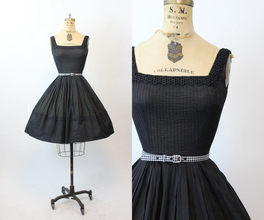 1950s JERRY GILDEN eyelet cotton dress xs | new fall winter