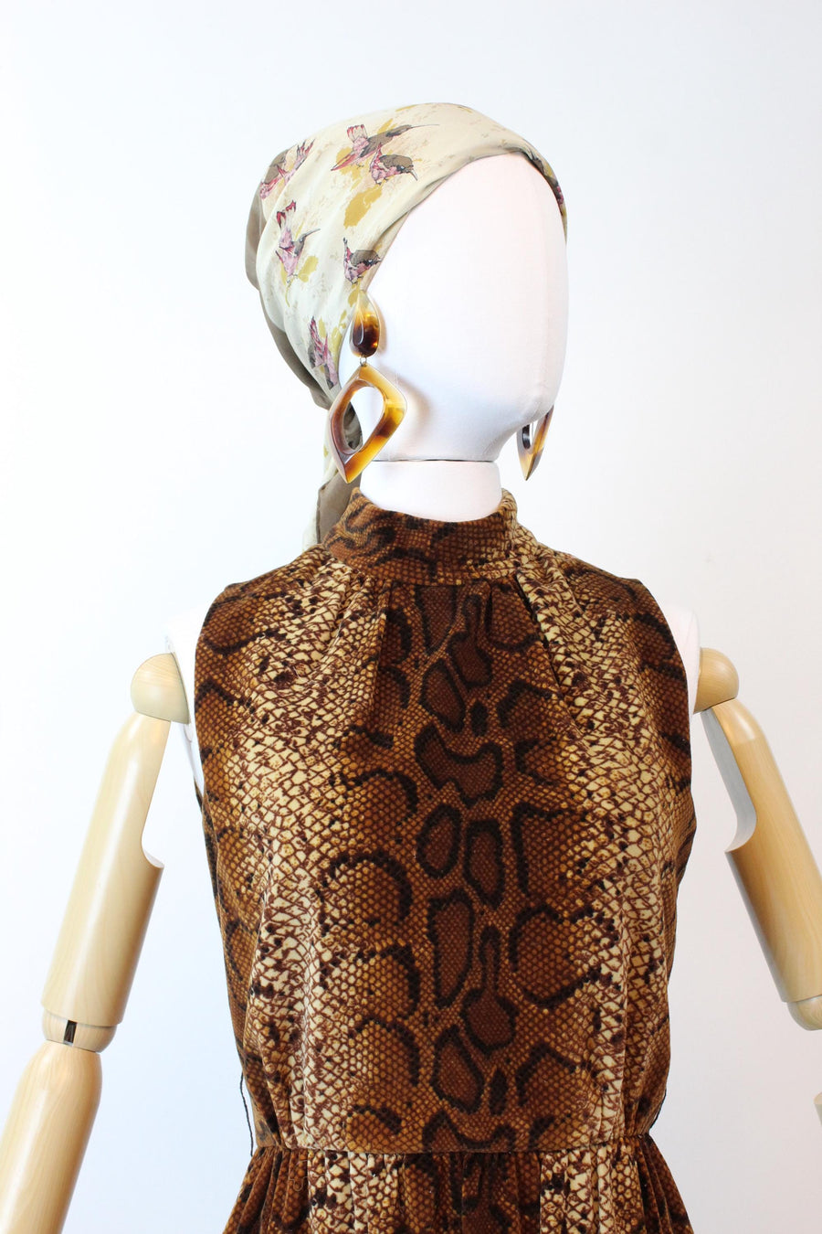 1960s LISA MERIL fur SNAKESKIN print dress and jacket small | new fall winter