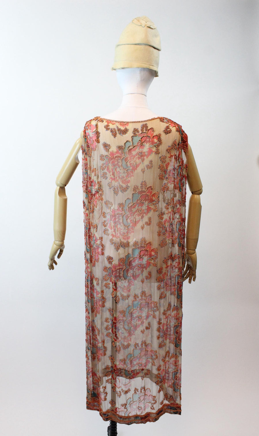 1920s AUTUMN BEADED silk print TABARD dress | new fall winter