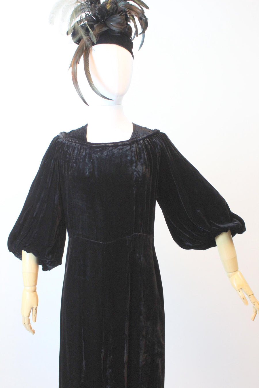 1930s BALLOON SLEEVES silk VELVET gown dress large | new fall winter