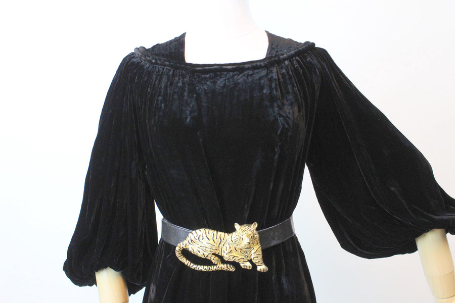 1930s BALLOON SLEEVES silk VELVET gown dress large | new fall winter