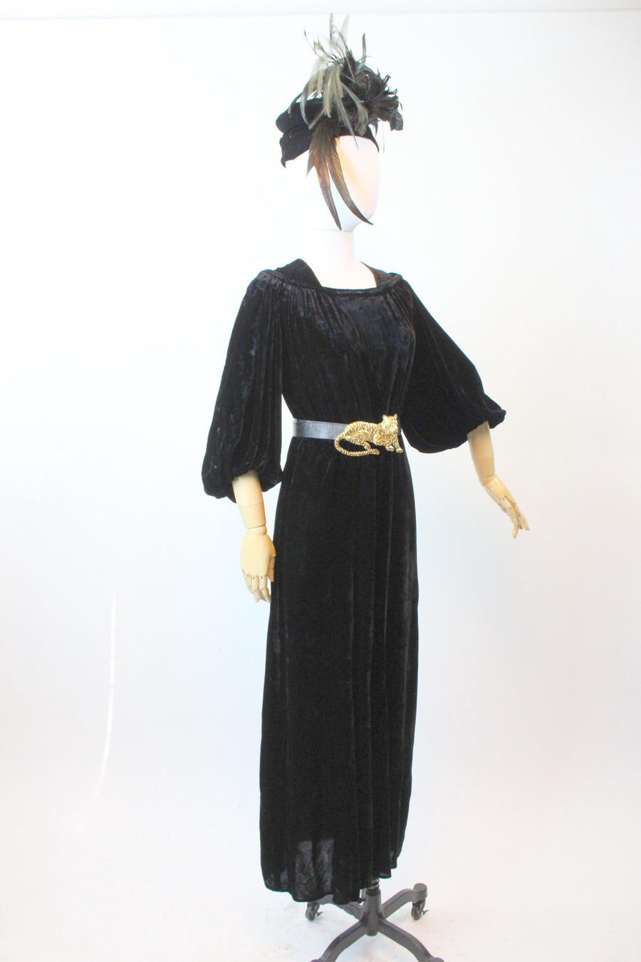 1930s BALLOON SLEEVES silk VELVET gown dress large | new fall winter