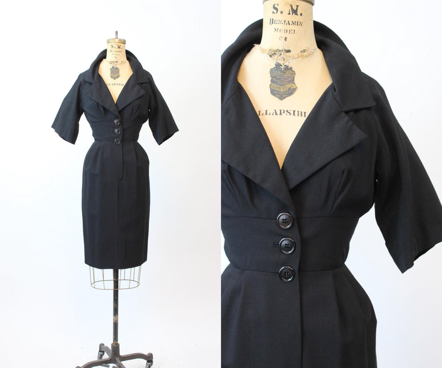 1950s JUNIOR ACCENT wool wiggle dress xs | new fall winter