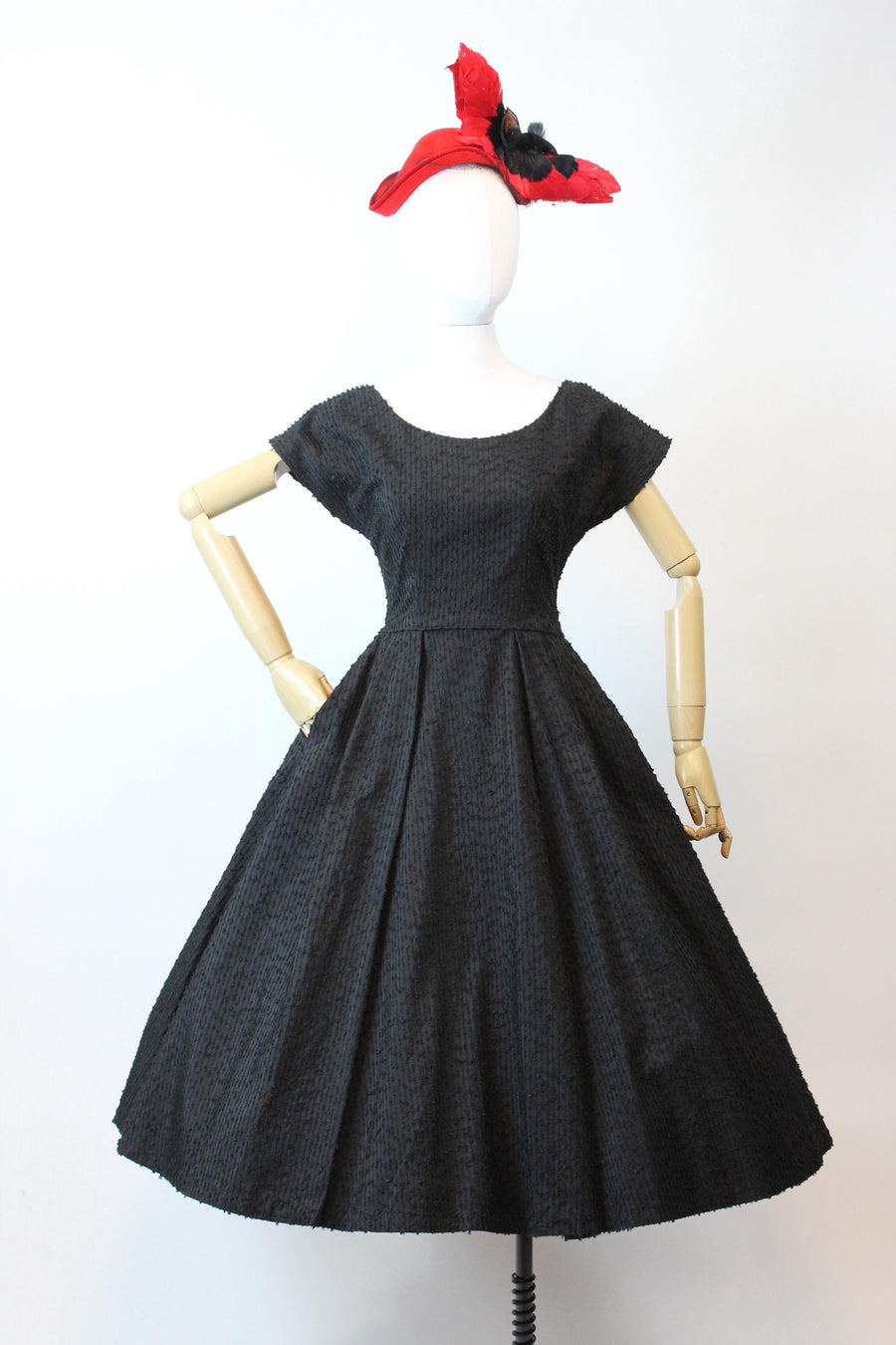 1950s CAMPUS LANE FRINGED eyelash full skirt dress xs | new fall winter