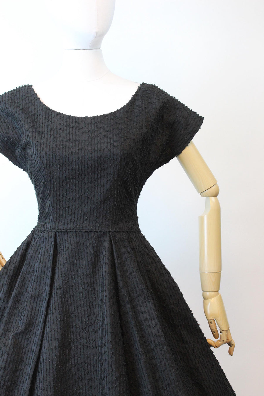 1950s CAMPUS LANE FRINGED eyelash full skirt dress xs | new fall winter