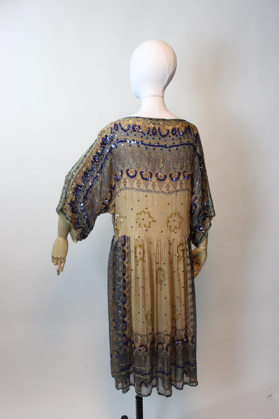 1980s Judith Ann INDIAN SILK kimono sleeves dress | new fall winter