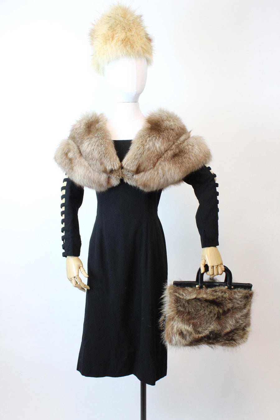 1950s GRETA FUR handbag top handle purse briefcase | new fall winter