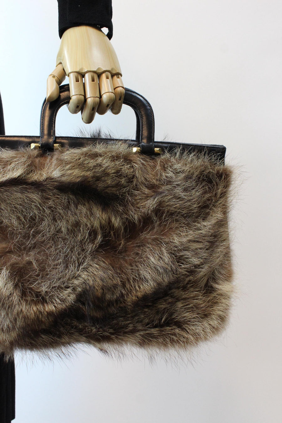 1950s GRETA FUR handbag top handle purse briefcase | new fall winter