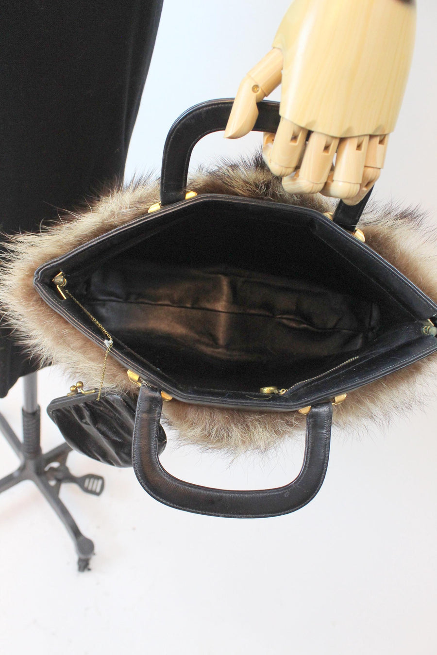 1950s GRETA FUR handbag top handle purse briefcase | new fall winter