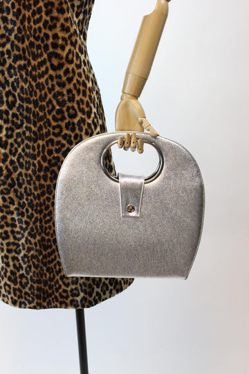 1960s STRUCTURED silver FOIL handbag PURSE | new fall winter