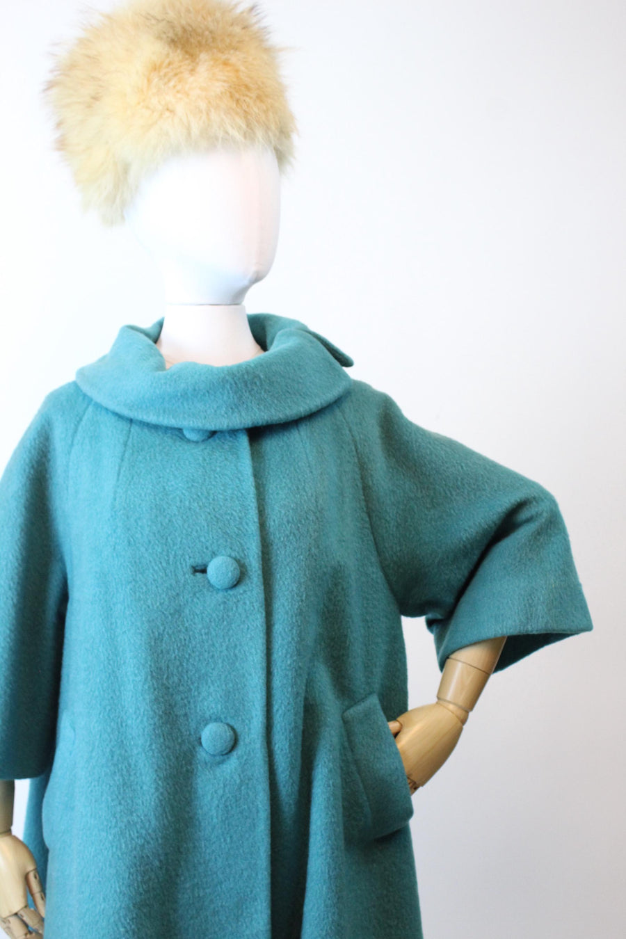 1960s 1965 LILLI ANN turquoise mohair coat | new fall winter