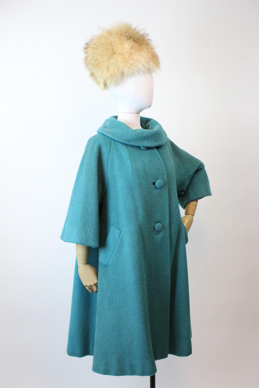 1960s 1965 LILLI ANN turquoise mohair coat | new fall winter