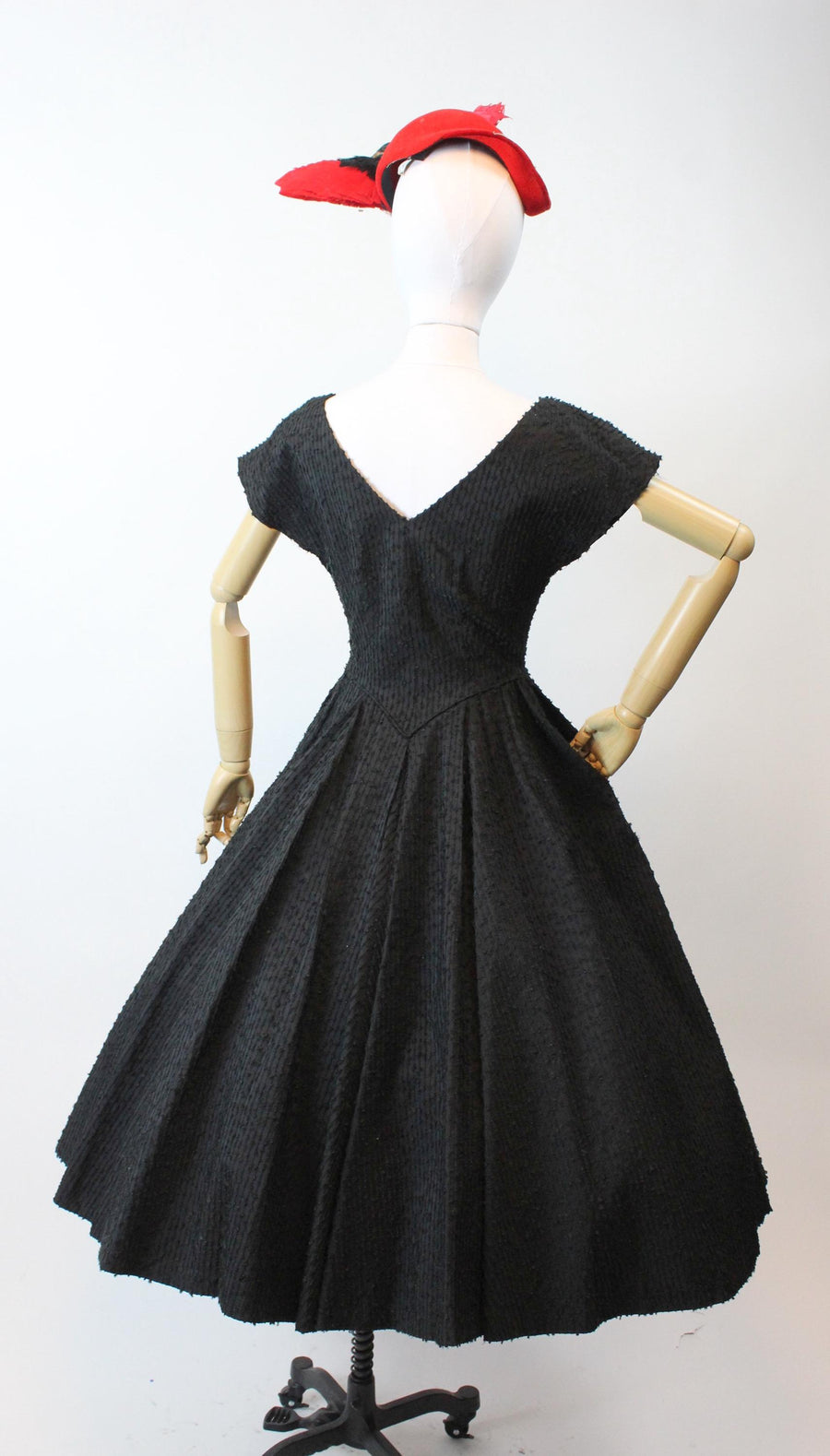 1950s CAMPUS LANE FRINGED eyelash full skirt dress xs | new fall winter